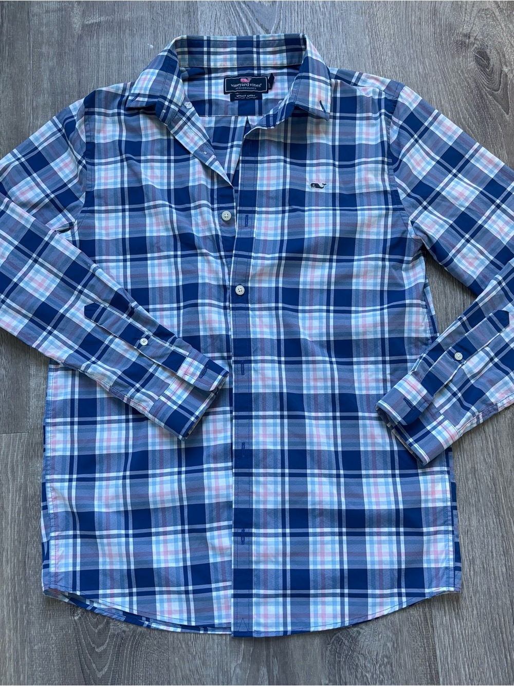 Vineyard Vines boys performance Plaid Button-Down Shirt Size L (16)